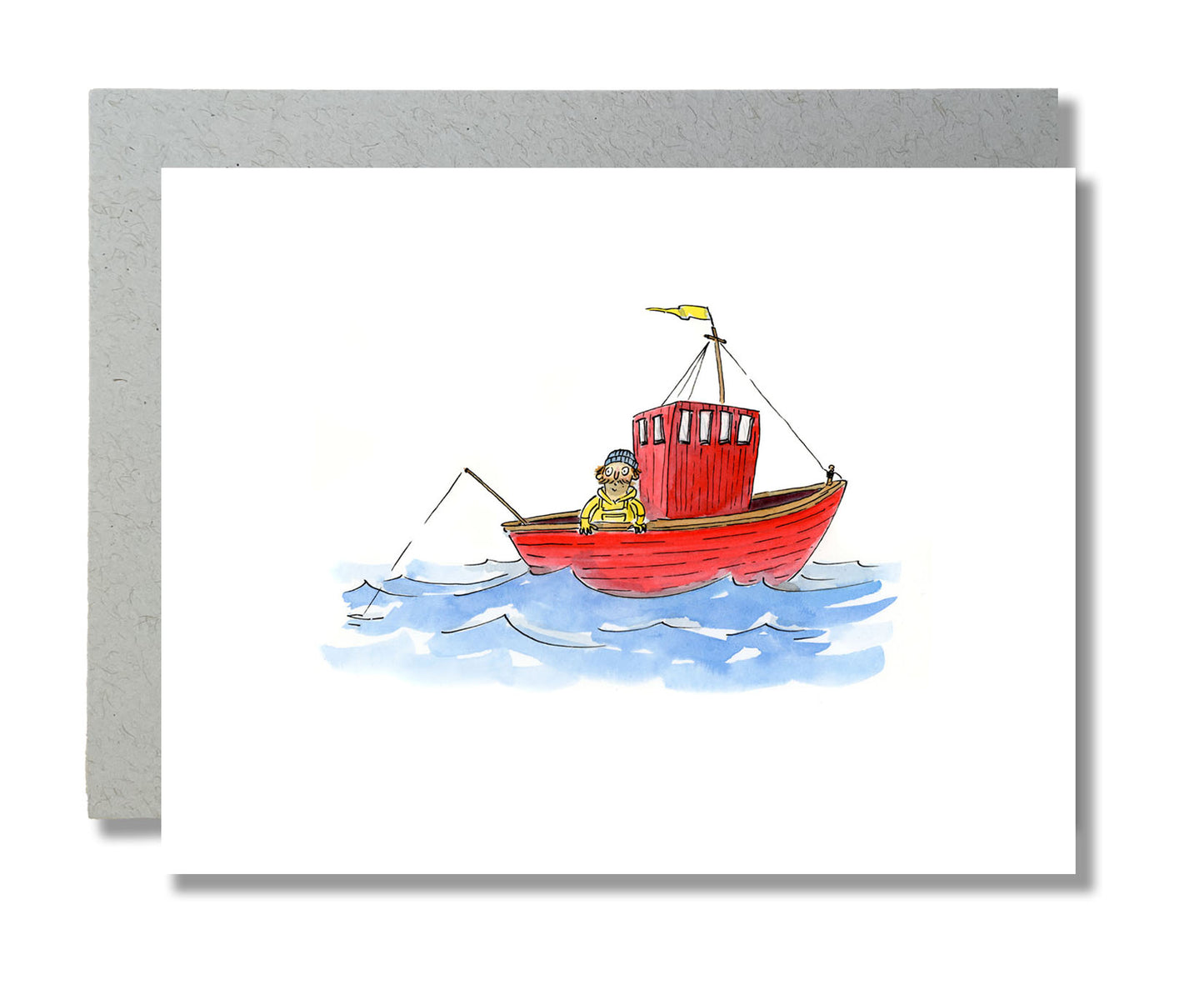 Any Occasion Card - Red Boat at Sea